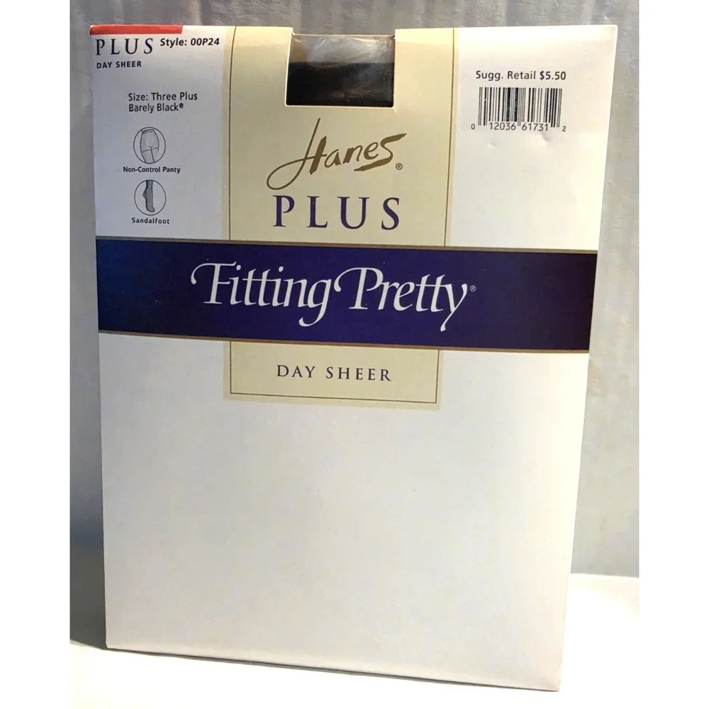Hanes Plus Fitting Pretty Day Sheer 00P24 Three Plus Barely Black (3)
